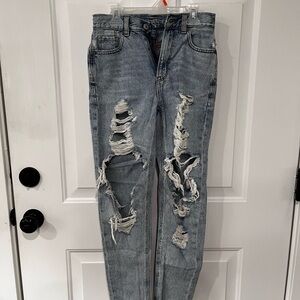 American Eagle Outfitters Distressed Blue Jeans with Vintage Wash